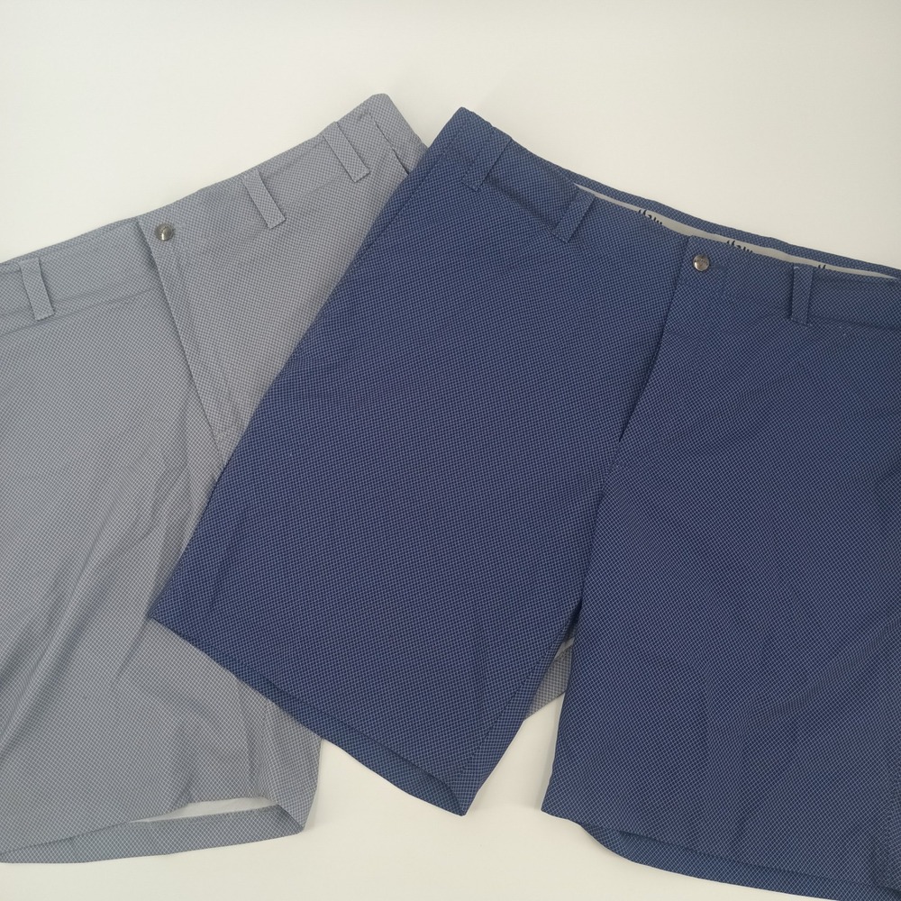 Lot of 2 Callaway Mens Golf Shorts Grey Navy Diamond Geo Print Size 40